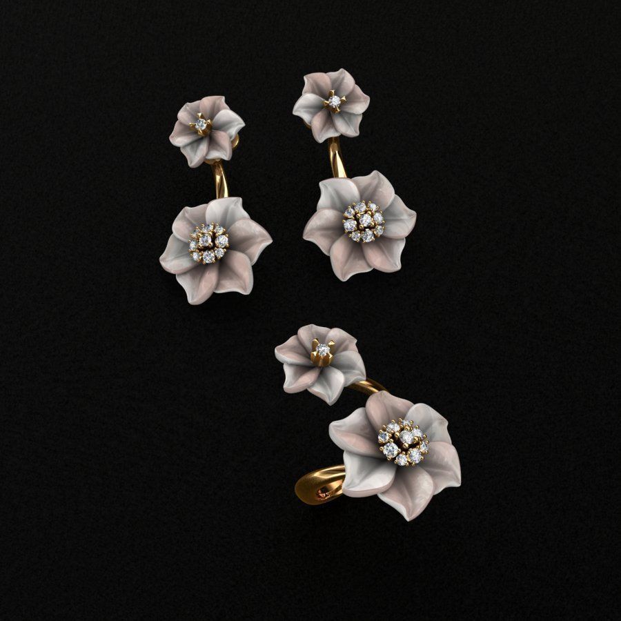 Ring and Earrings  3D print model_2