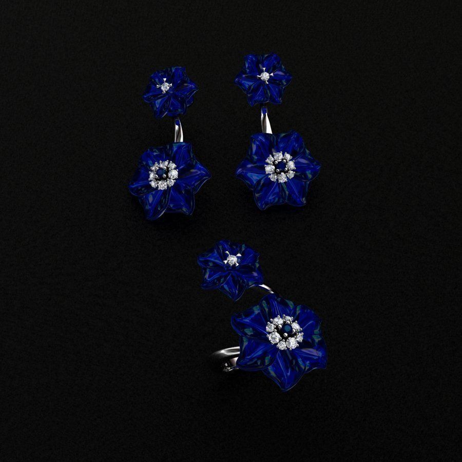 Ring and Earrings  3D print model_10