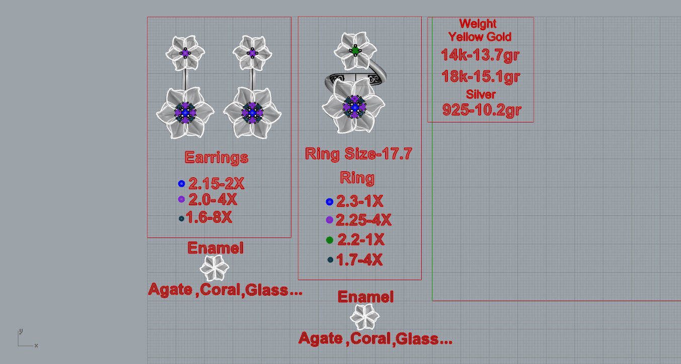 Ring and Earrings  3D print model_12