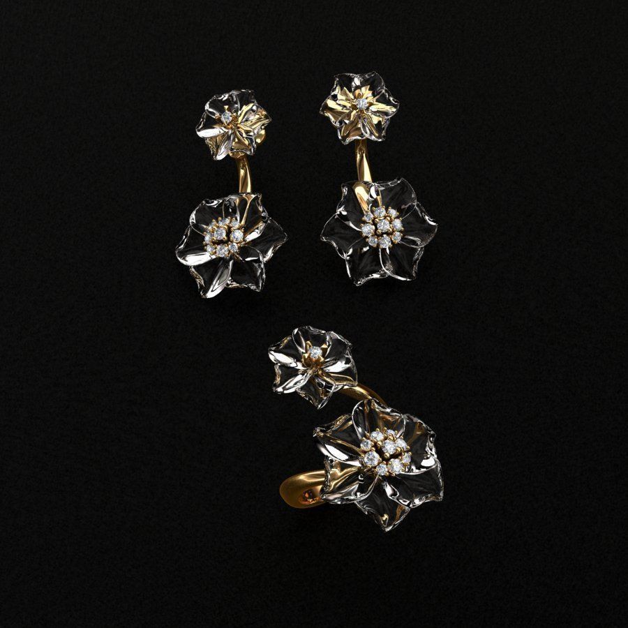 Ring and Earrings  3D print model_5