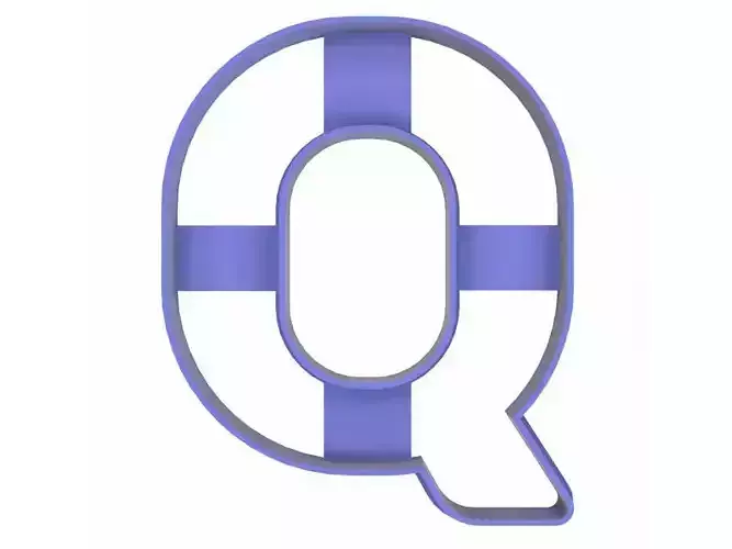 0217 Alphabet 01 Q cookie cutter  3D print model