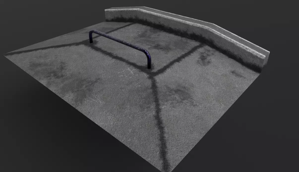 Box Ledge and Rail Pyramid Ramp Free 3D model