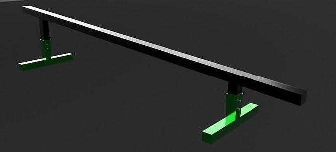 Slanted Practice Skate Rail Free 3D model