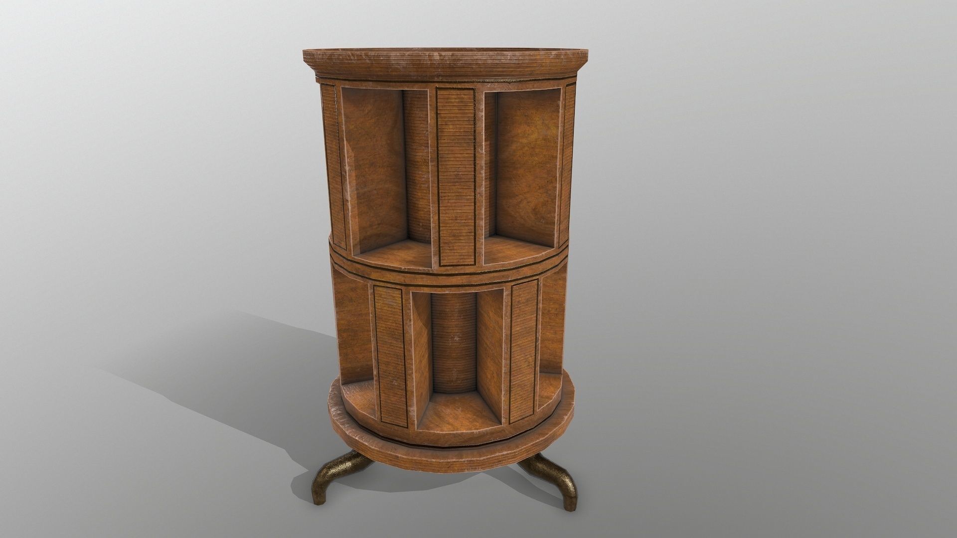 Wooden Bookshelf Low-poly 3D model_4