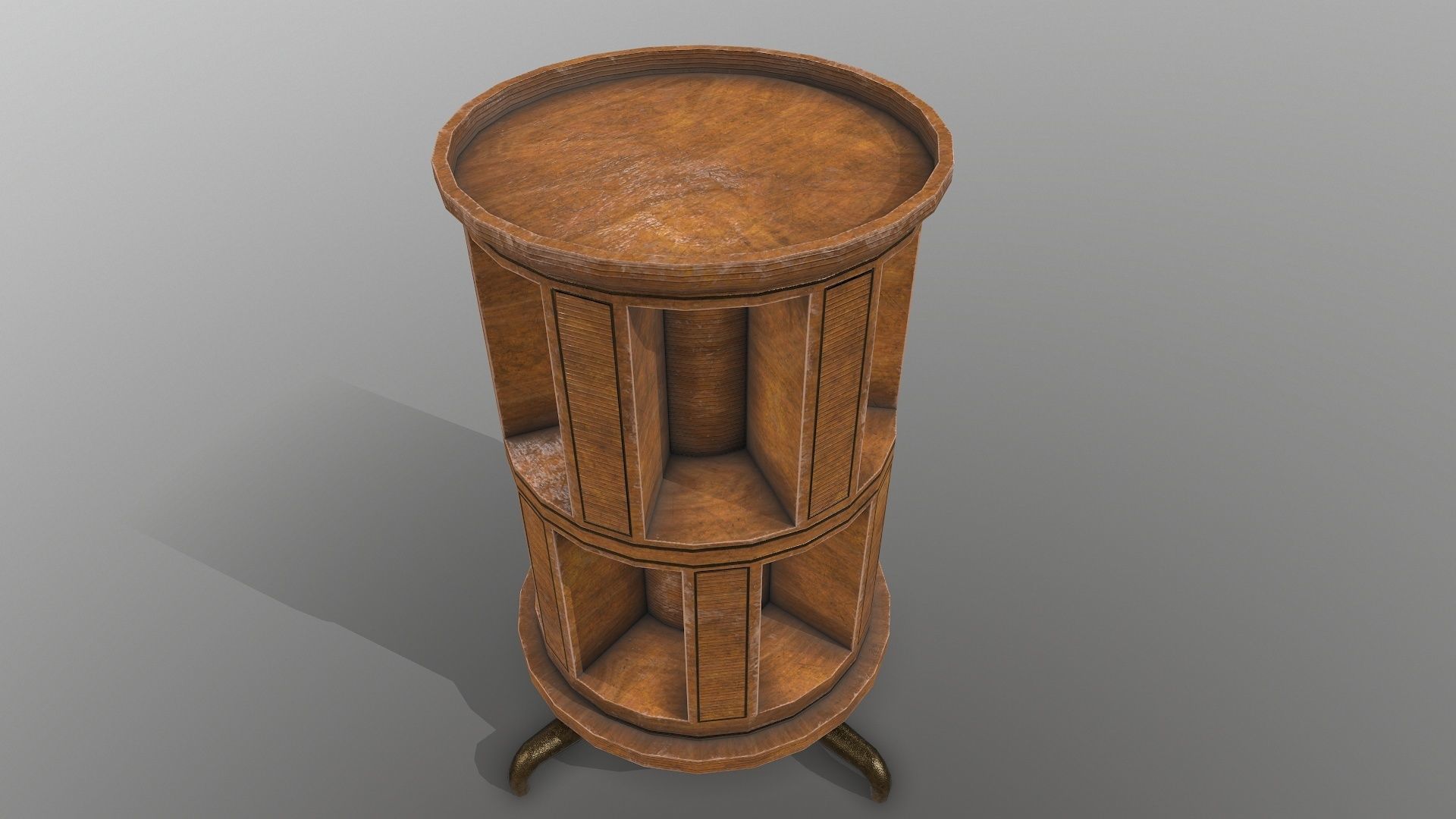 Wooden Bookshelf Low-poly 3D model_7