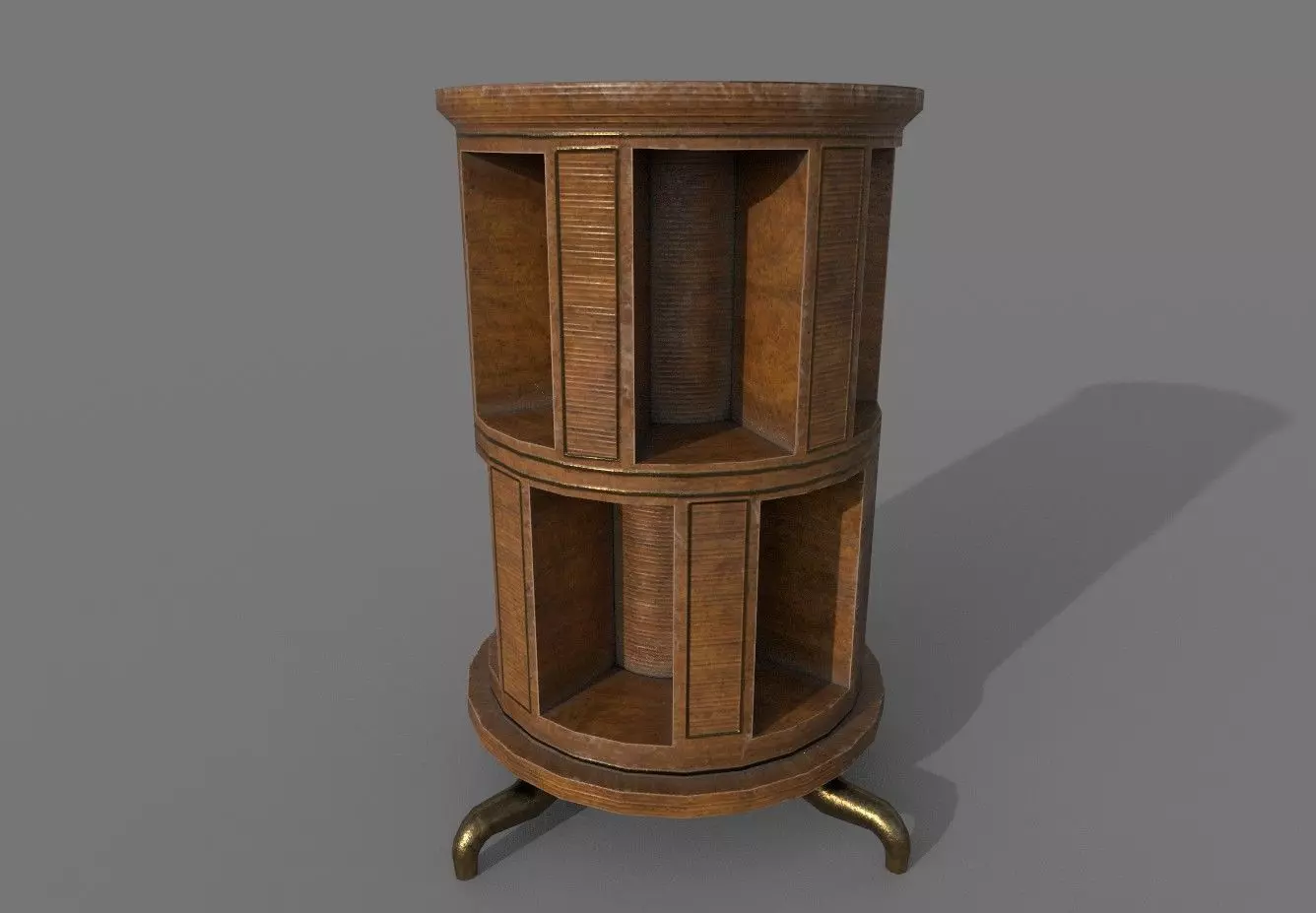Wooden Bookshelf Low-poly 3D model_0