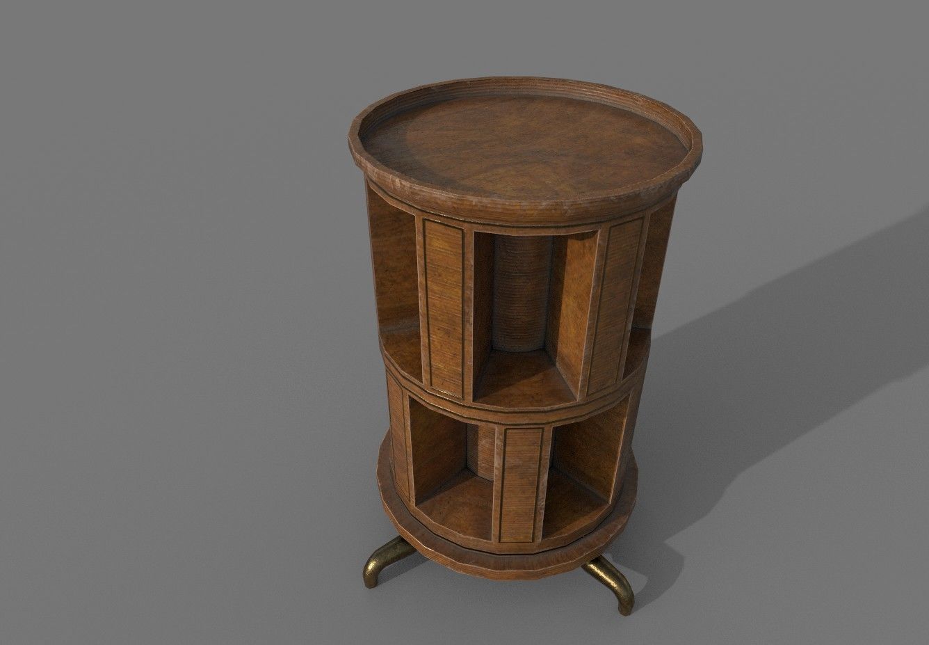 Wooden Bookshelf Low-poly 3D model_3