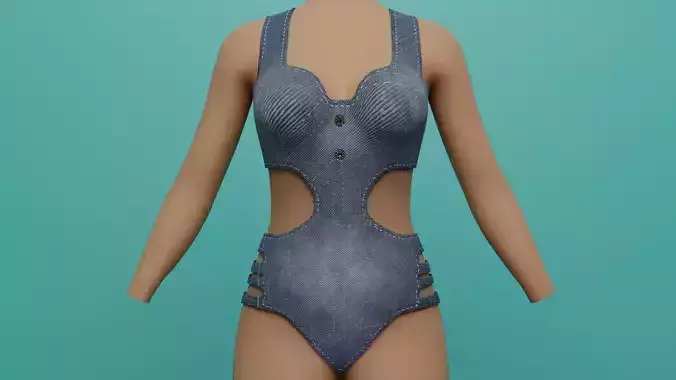 Swimming suit Jeans Low-poly 3D model