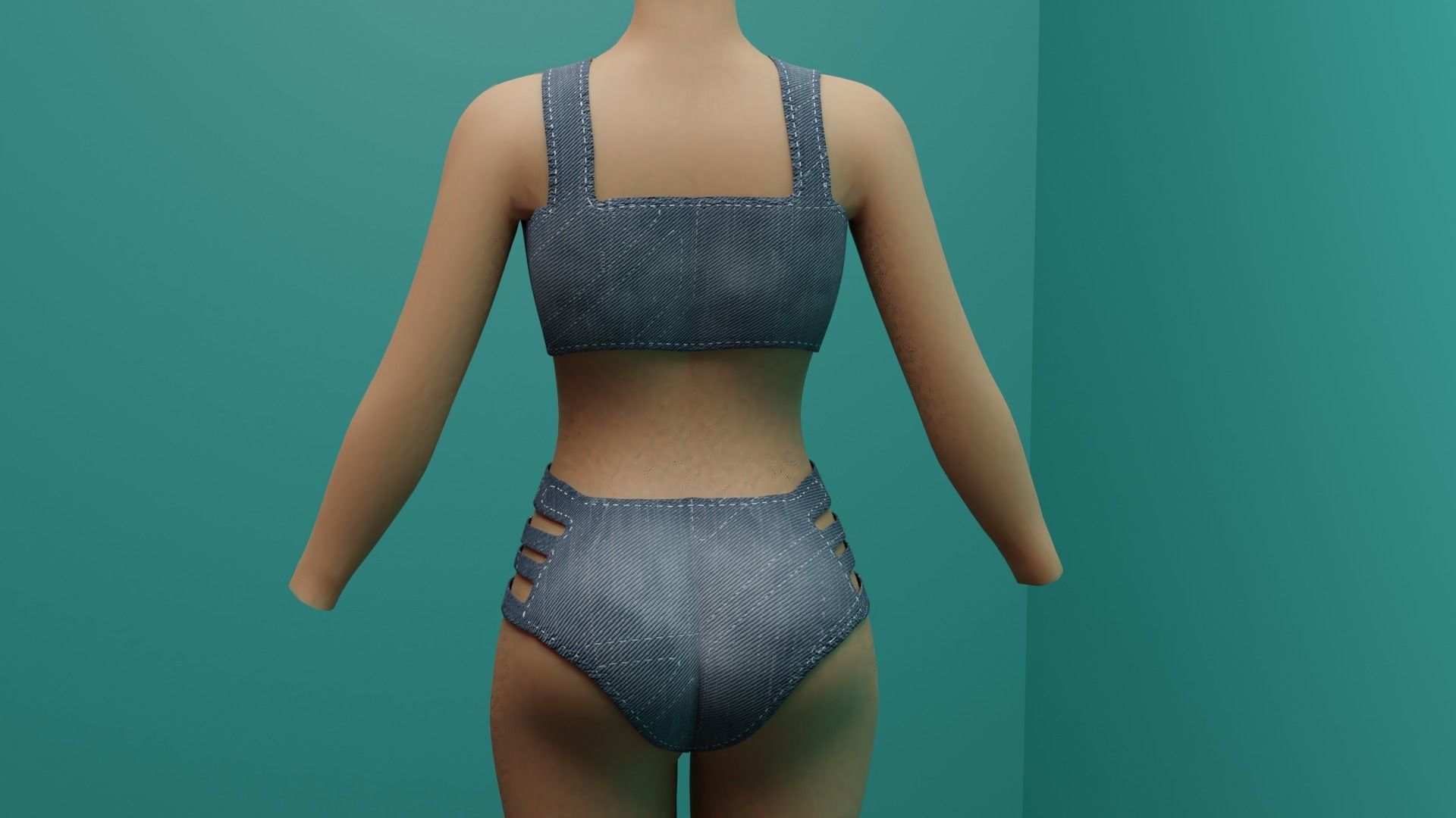 Swimming suit Jeans Low-poly 3D model_2