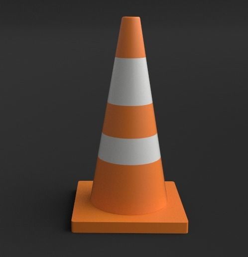 Orange Construction Cone Free 3D model_1