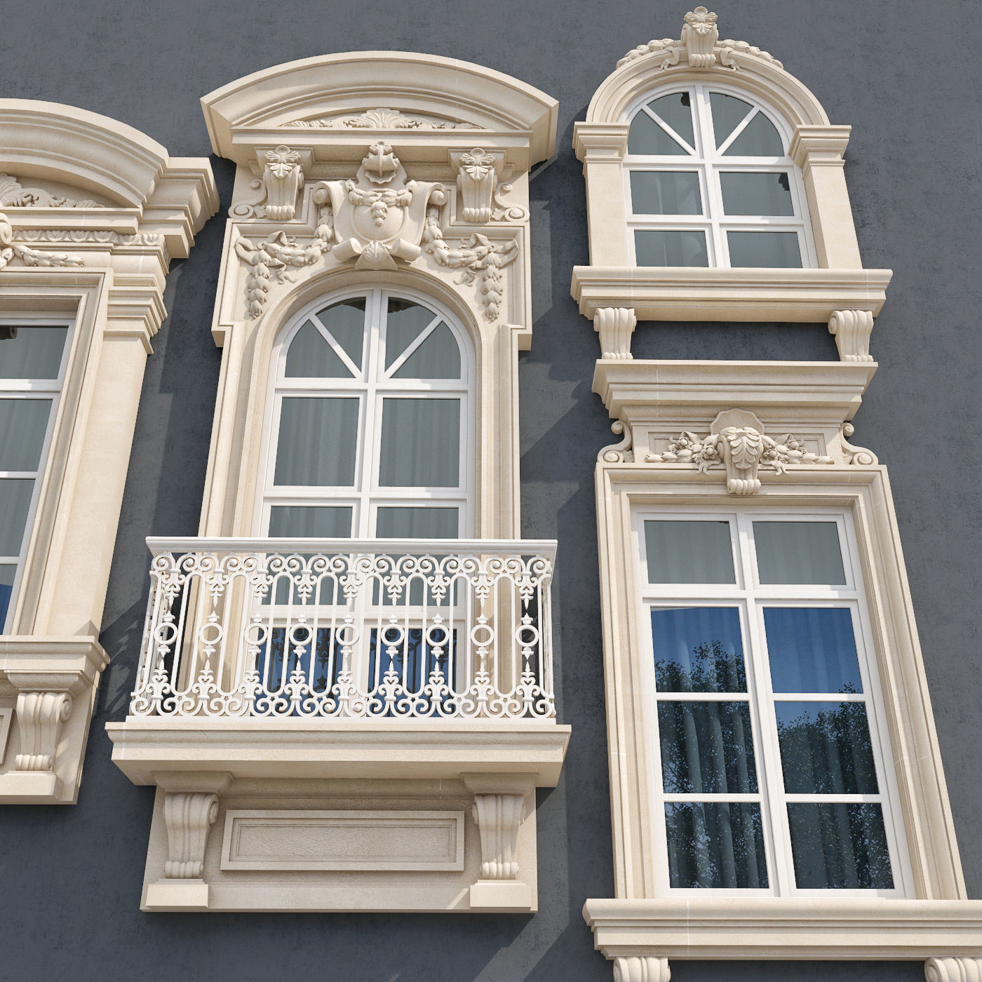 Windows in the style of modern classics 6 3D model 3D model_4