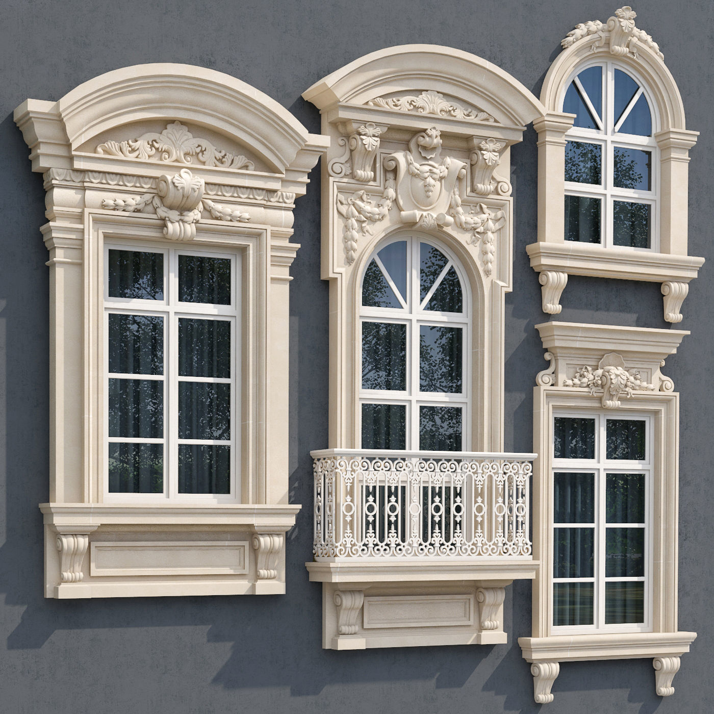 Windows in the style of modern classics 6 3D model 3D model_1