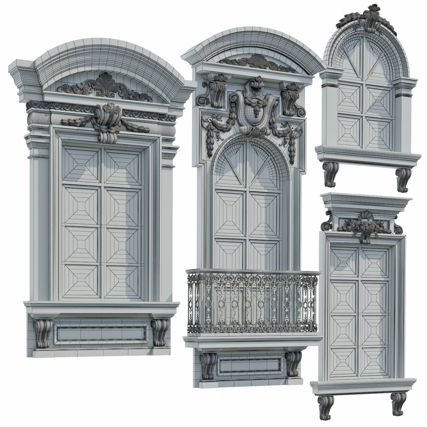 Windows in the style of modern classics 6 3D model 3D model_5