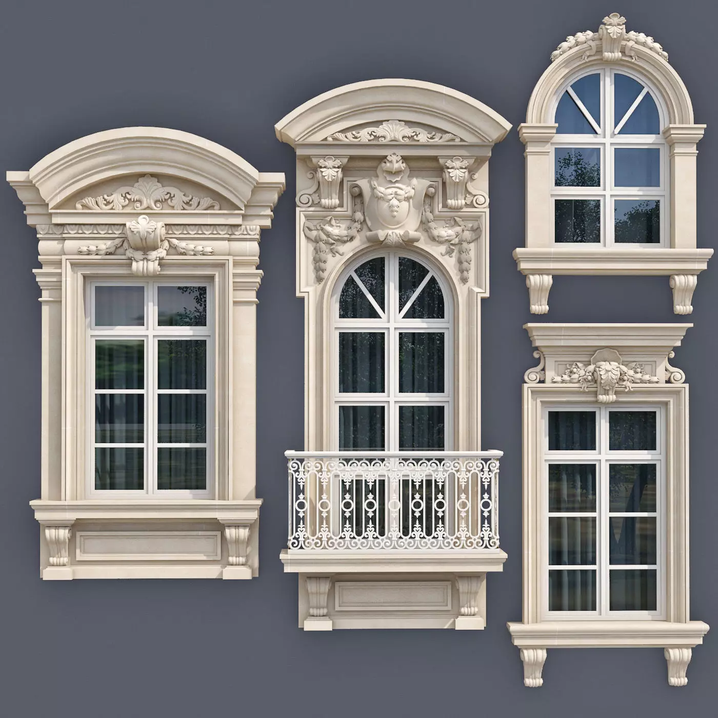 Windows in the style of modern classics 6 3D model 3D model_0