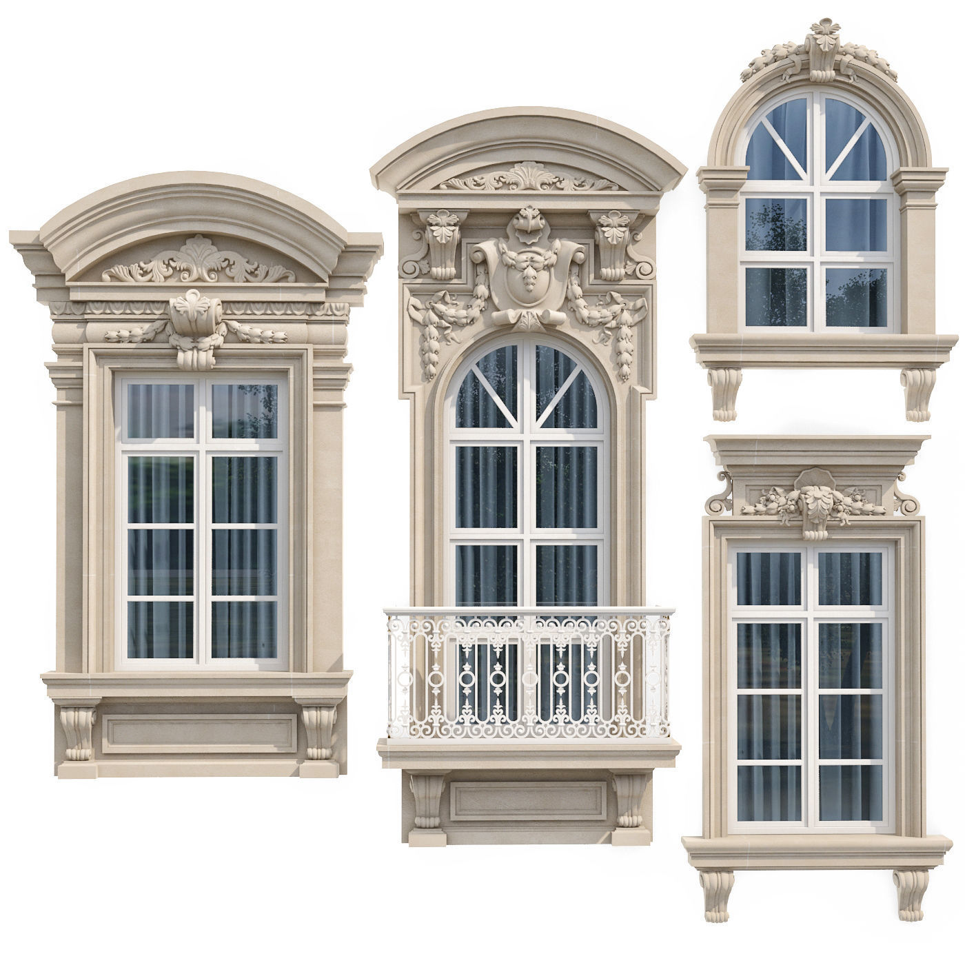 Windows in the style of modern classics 6 3D model 3D model_3