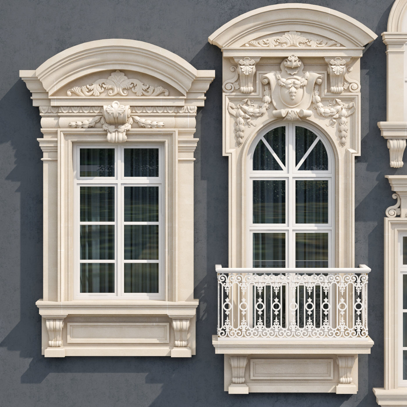 Windows in the style of modern classics 6 3D model 3D model_2