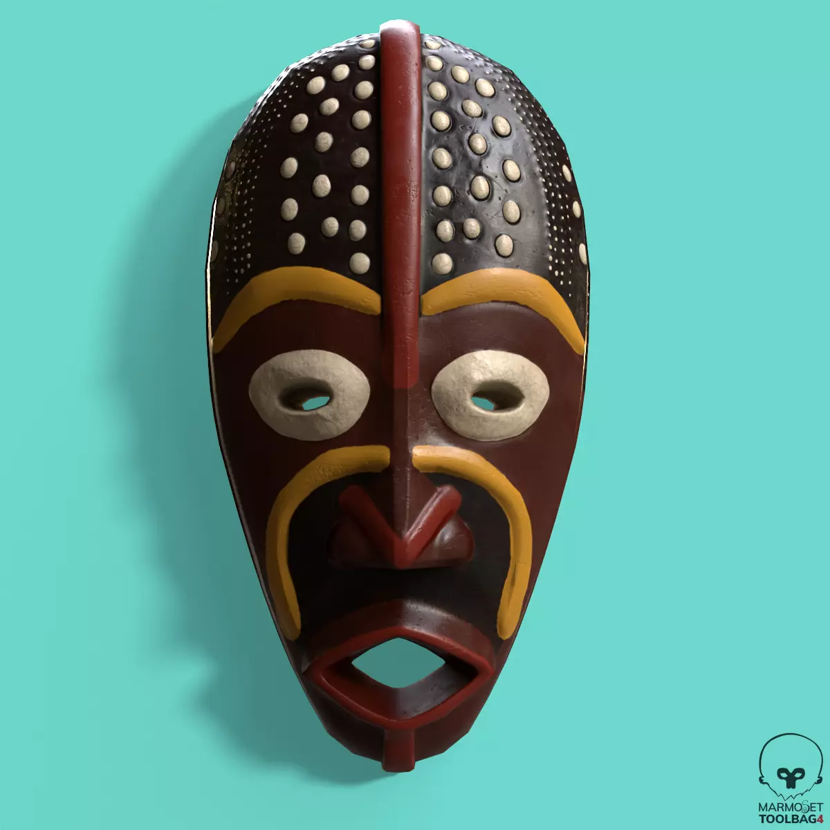 African Mask Pbr  Low-poly 3D model_0