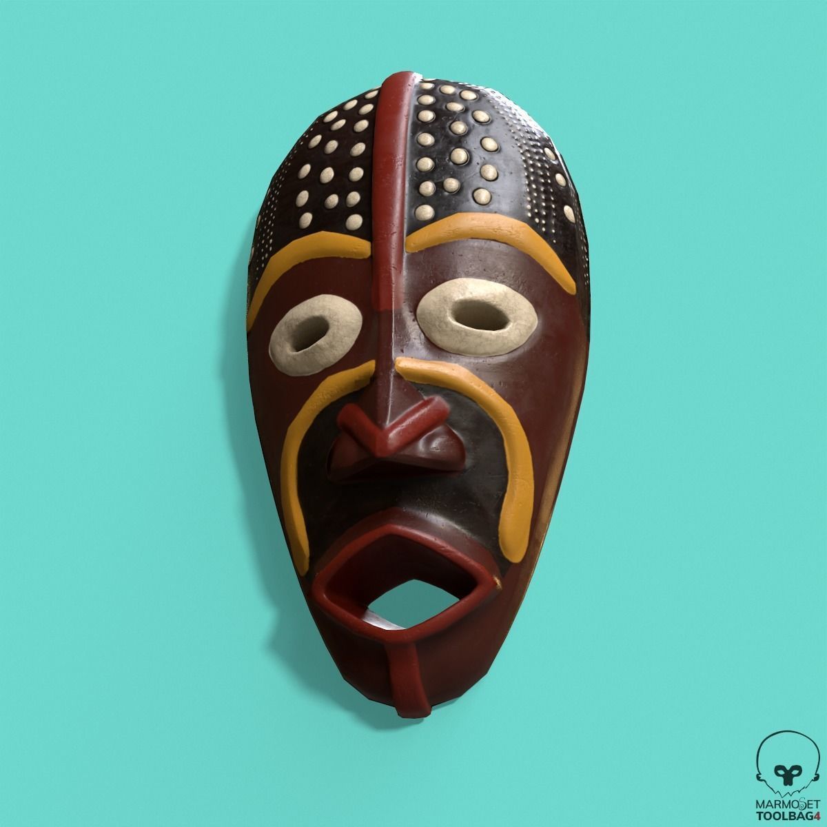 African Mask Pbr  Low-poly 3D model_3