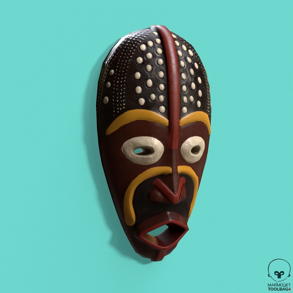 African Mask Pbr  Low-poly 3D model_1