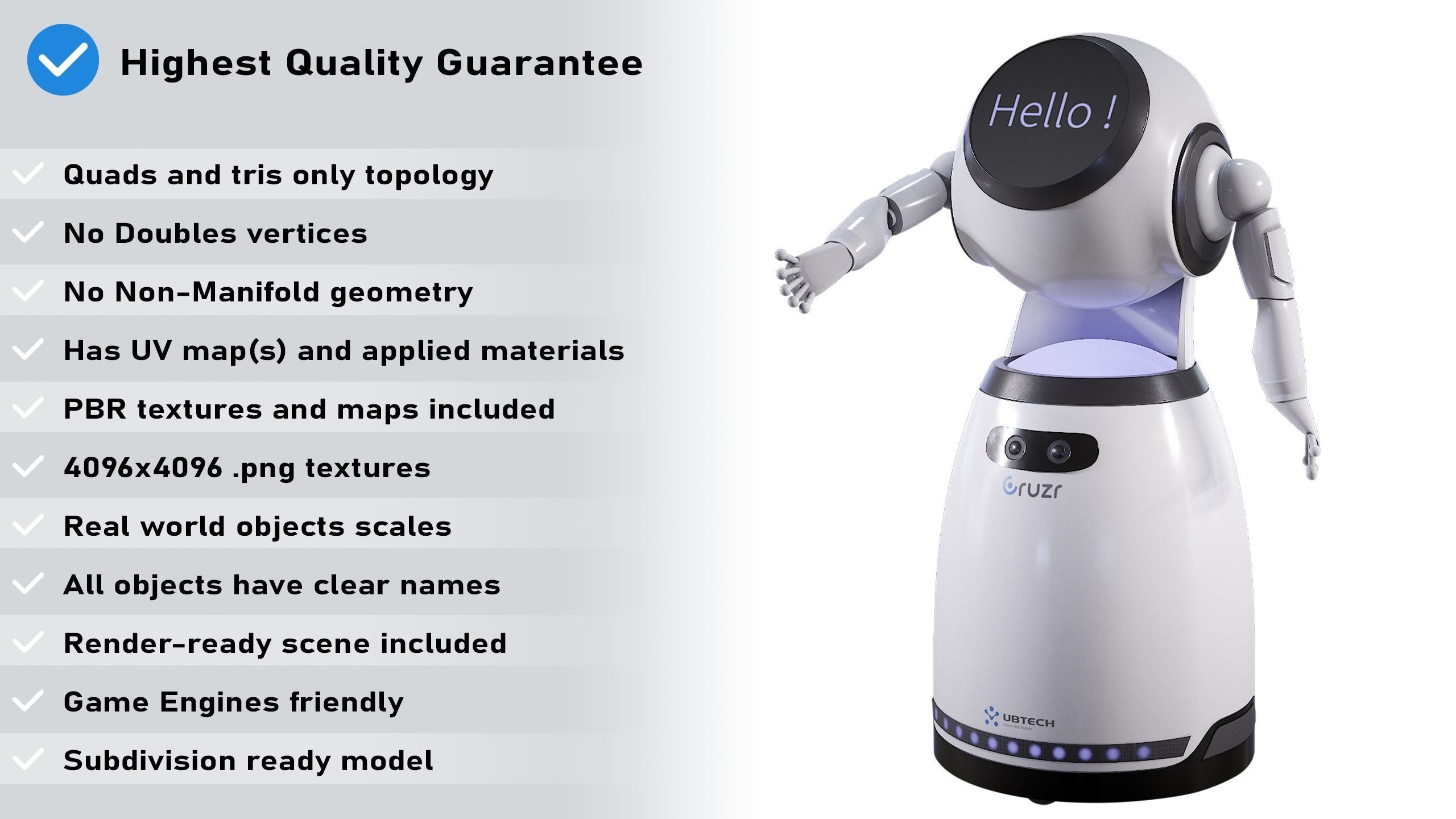 Robot Cruzr Gameready PBR Low-poly 3D model_1