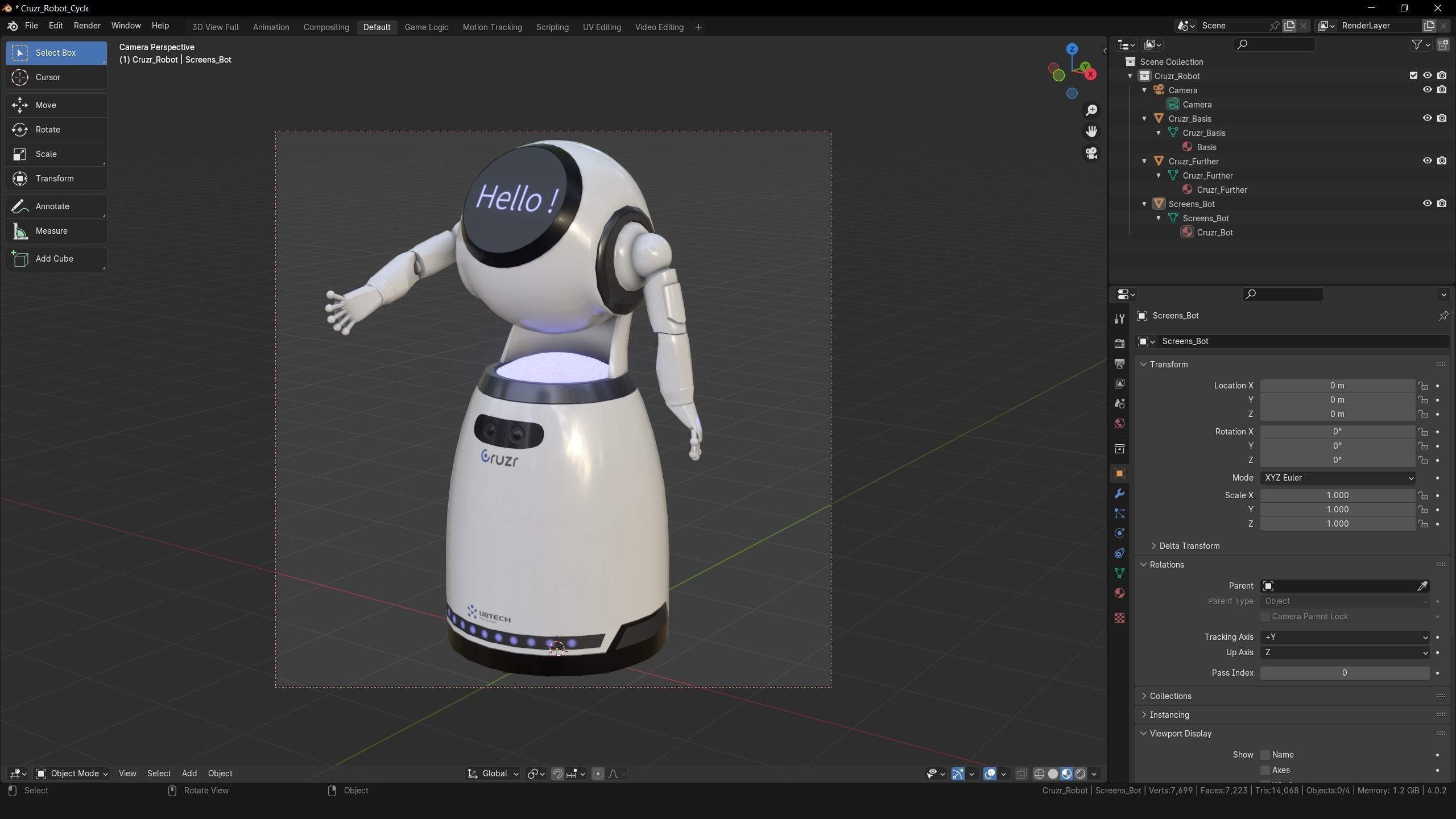 Robot Cruzr Gameready PBR Low-poly 3D model_16