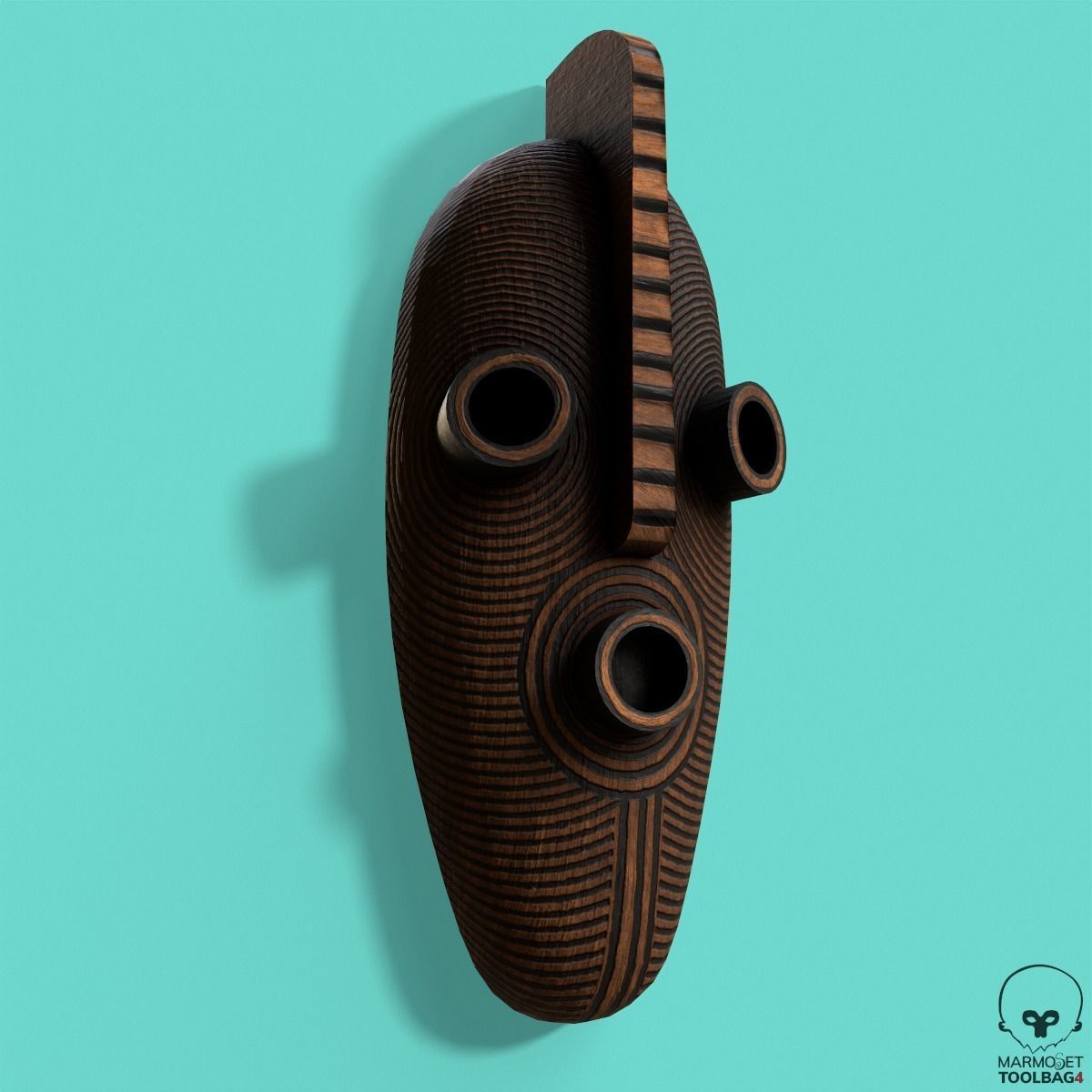 African Mask Pbr 3D model_3