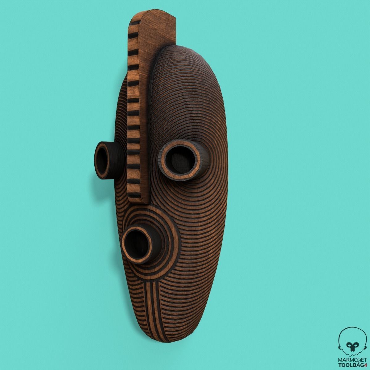 African Mask Pbr 3D model_1