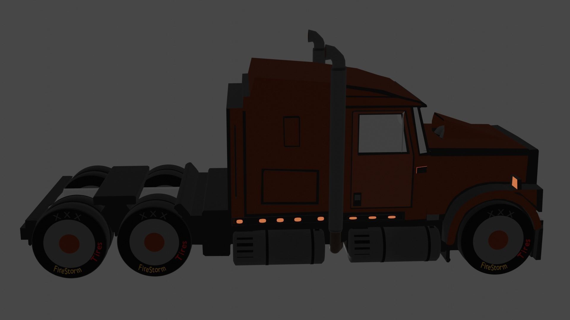 Semi Truck 3D model_2