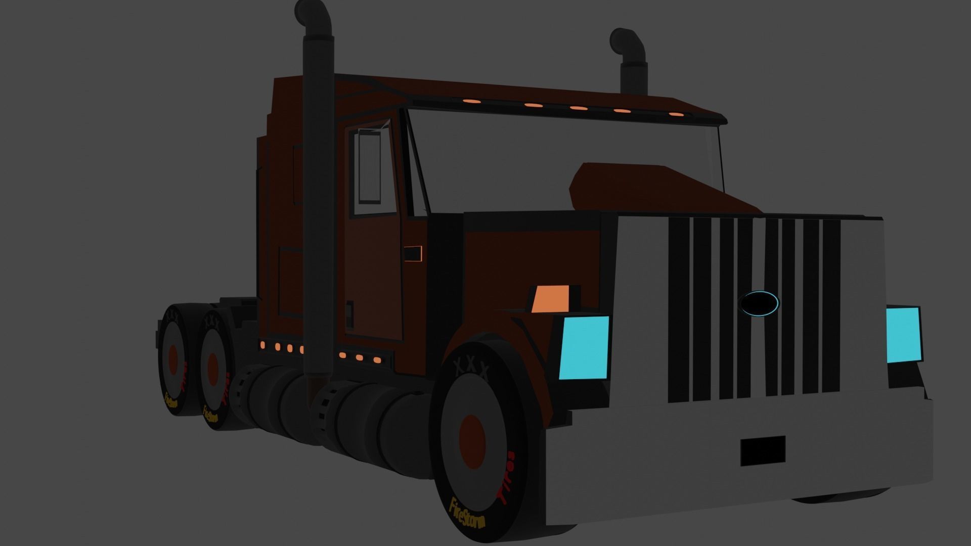 Semi Truck 3D model_1