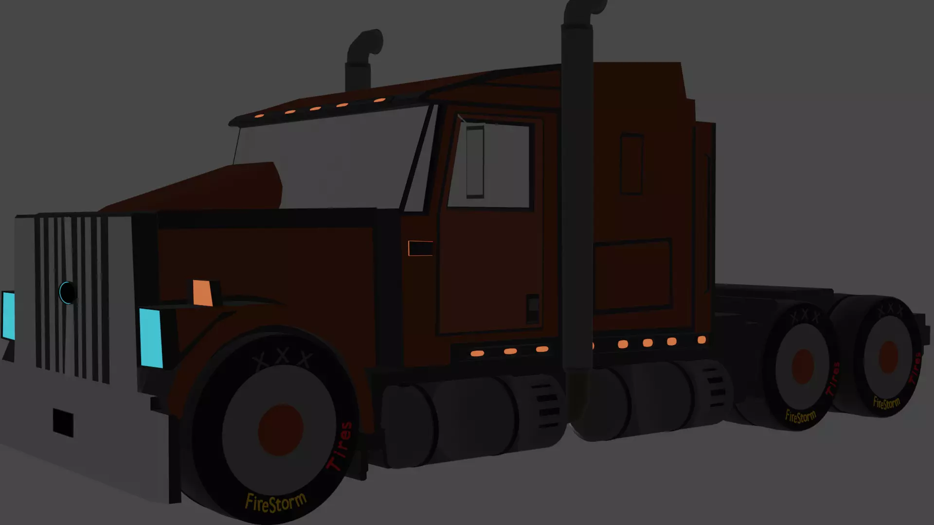 Semi Truck 3D model_0