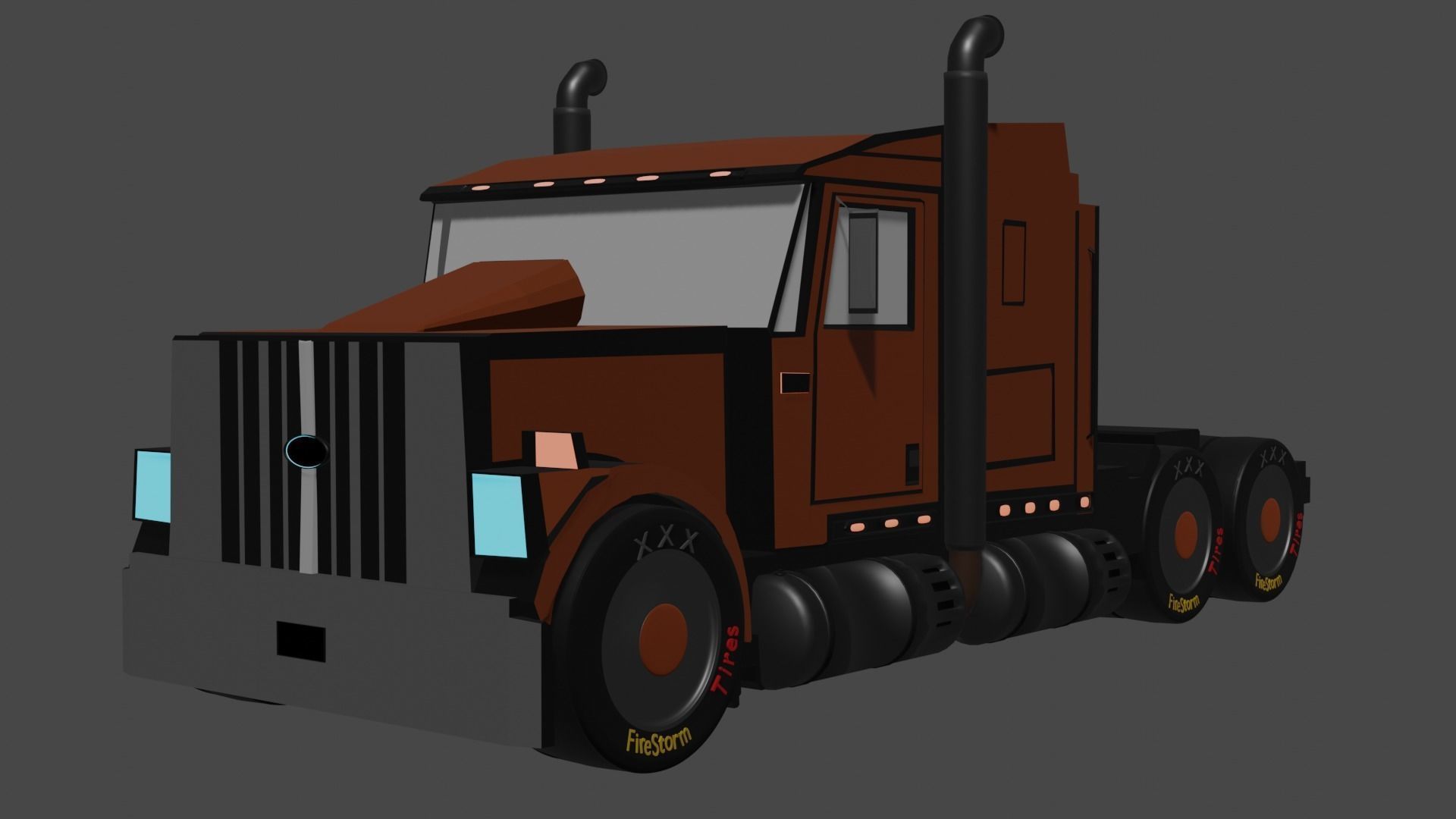Semi Truck 3D model_6