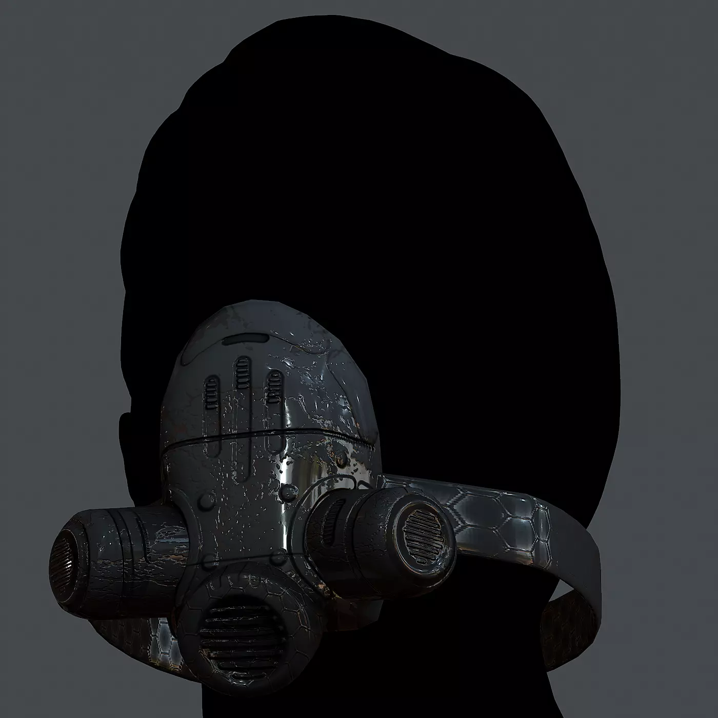 Gas mask helmet 3d model scifi Low-poly  Low-poly 3D model_0