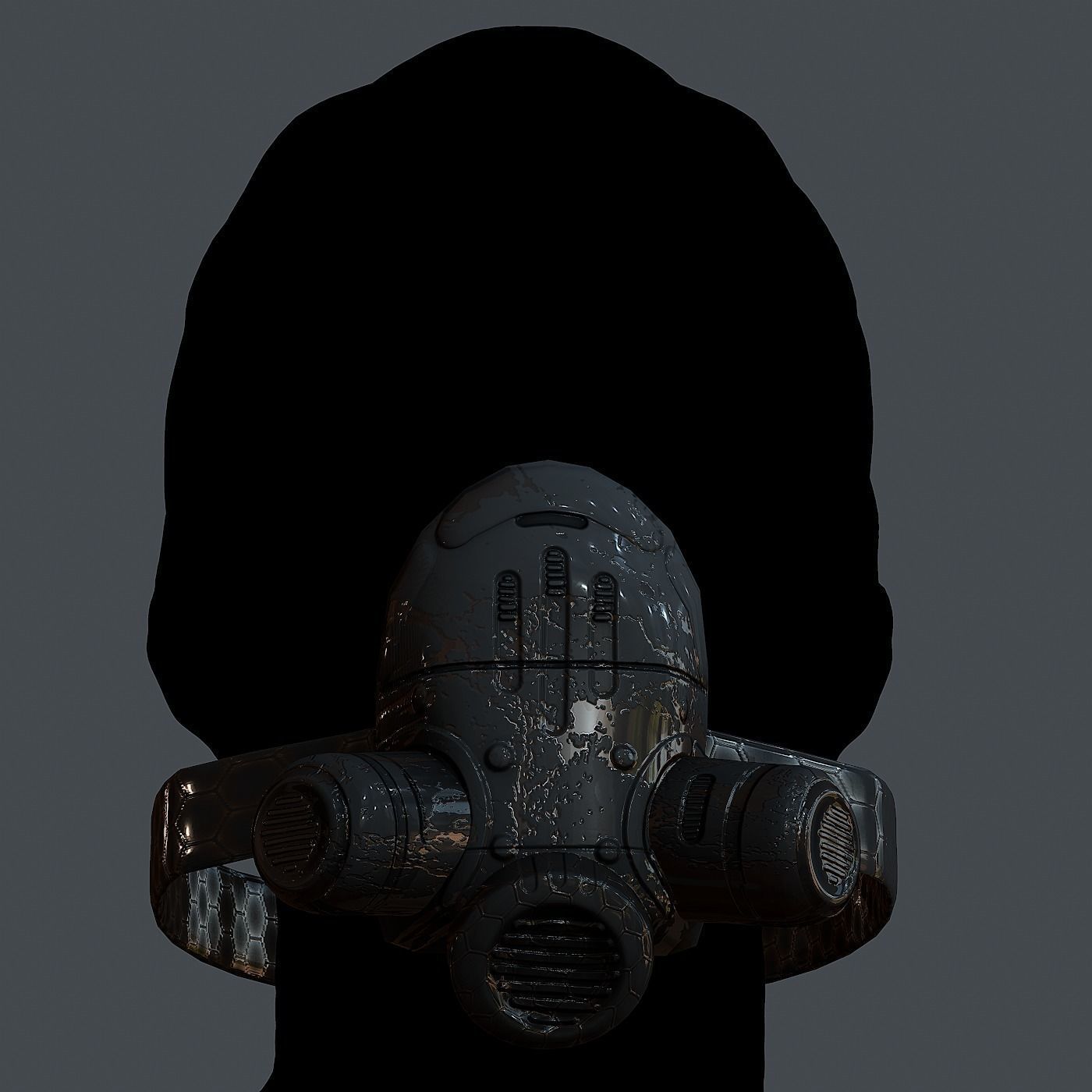 Gas mask helmet 3d model scifi Low-poly  Low-poly 3D model_2