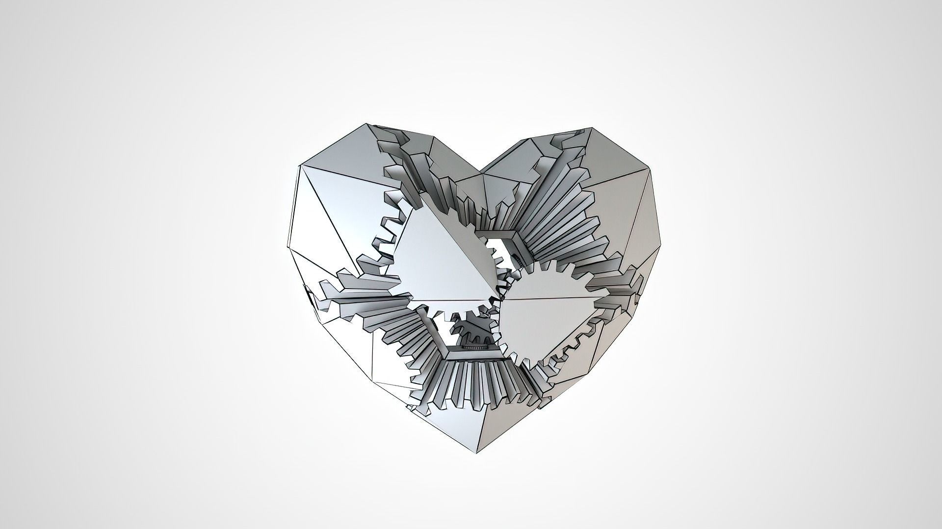 Gear Heart animated Low-poly 3D model_5