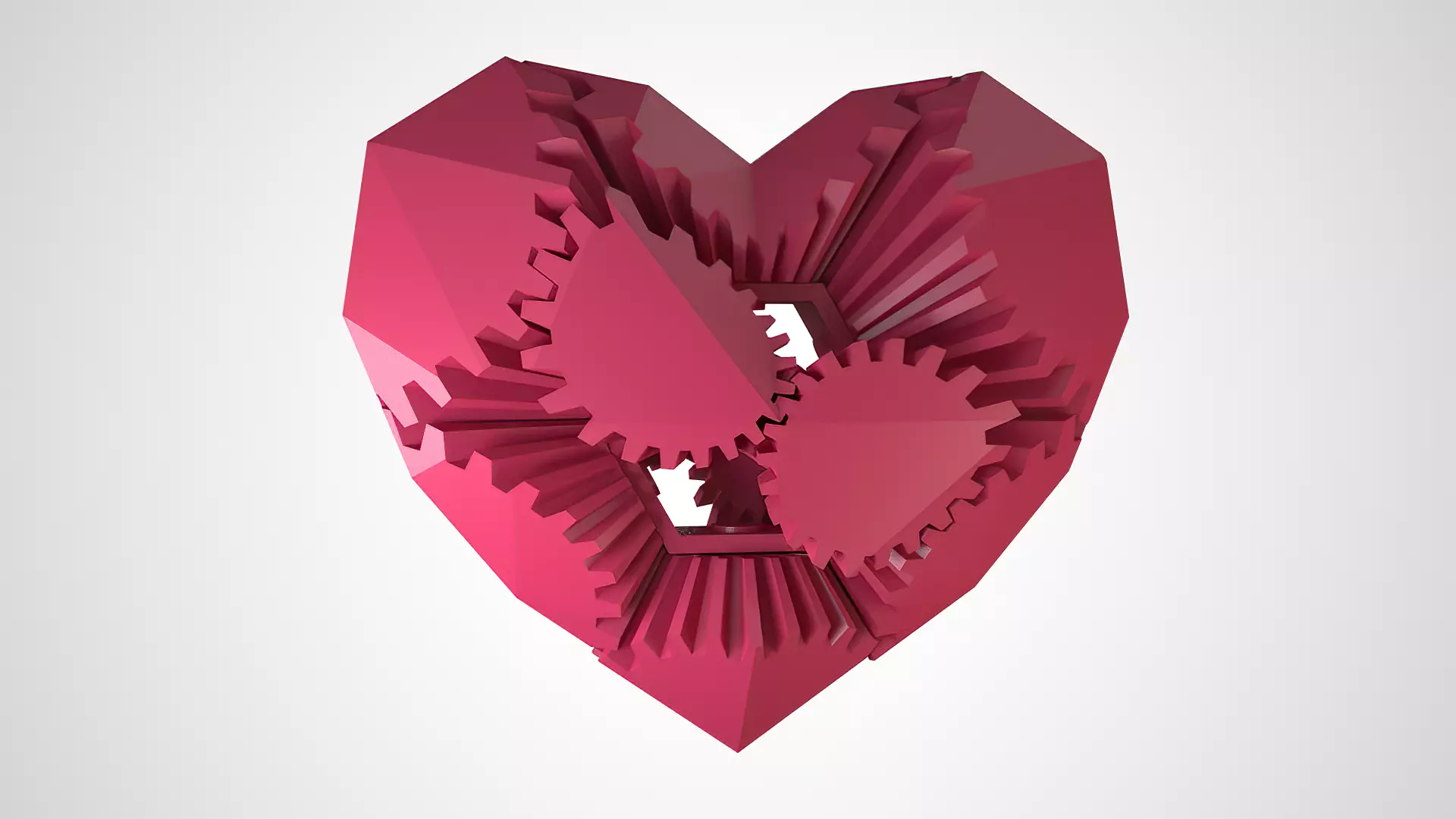 Gear Heart animated Low-poly 3D model_0