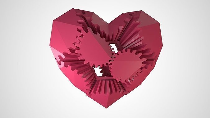 Gear Heart animated Low-poly 3D model
