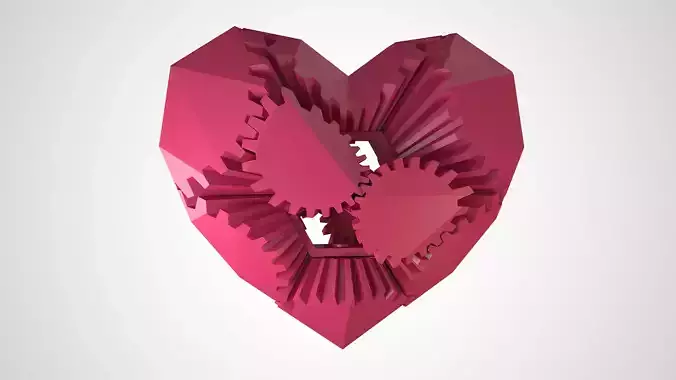 Gear Heart animated Low-poly 3D model