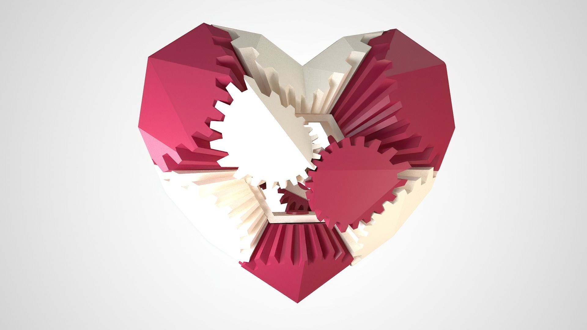 Gear Heart animated Low-poly 3D model_2