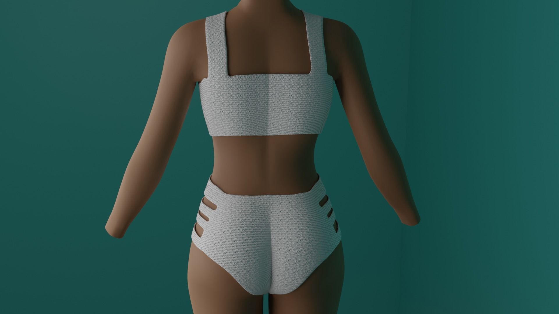 Swimming suit knitted Low-poly 3D model_3