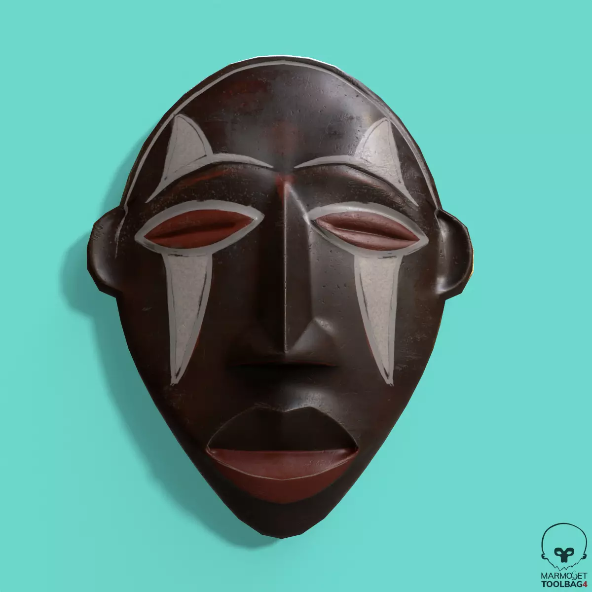 African Mask Pbr Low-poly 3D model_0
