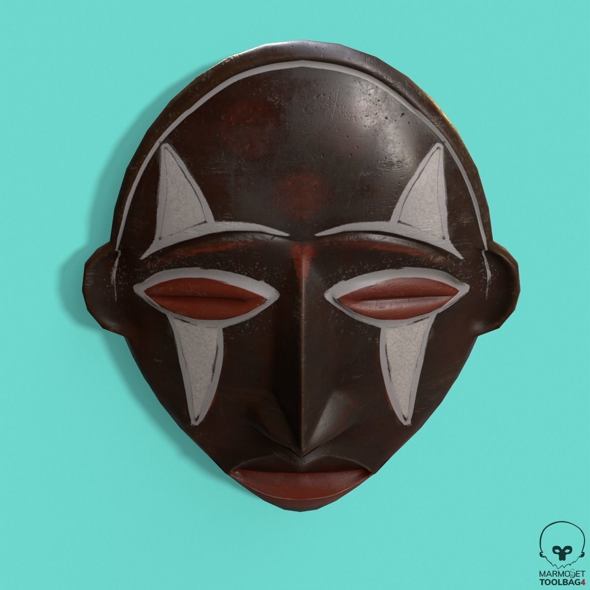 African Mask Pbr Low-poly 3D model_2