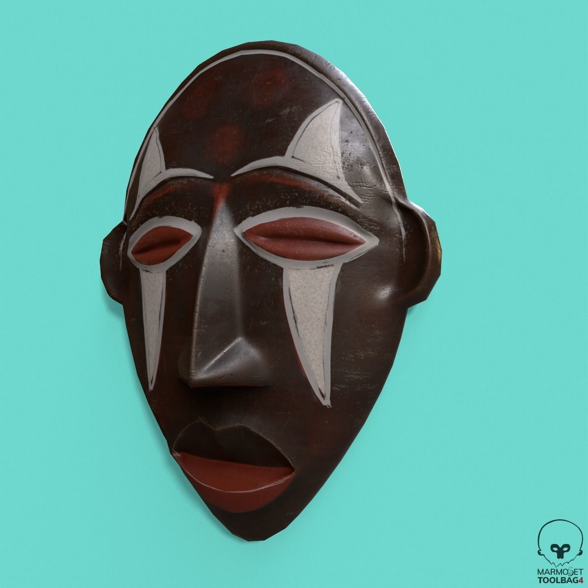 African Mask Pbr Low-poly 3D model_1