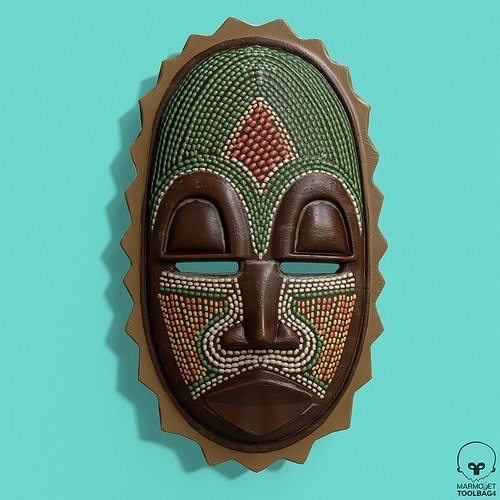 African Mask Pbr  Low-poly 3D model