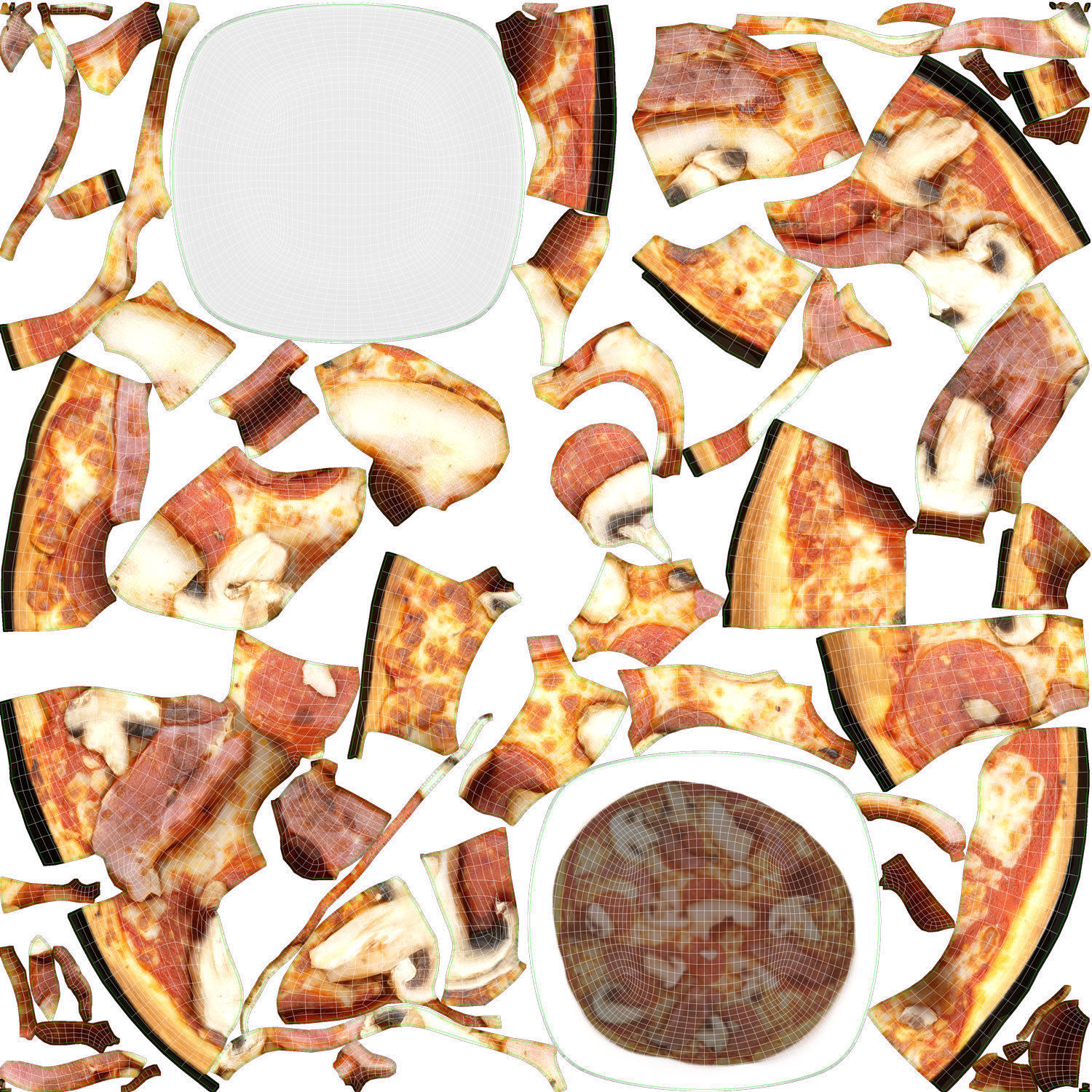pizza on plate with mushrooms Low-poly 3D model_11
