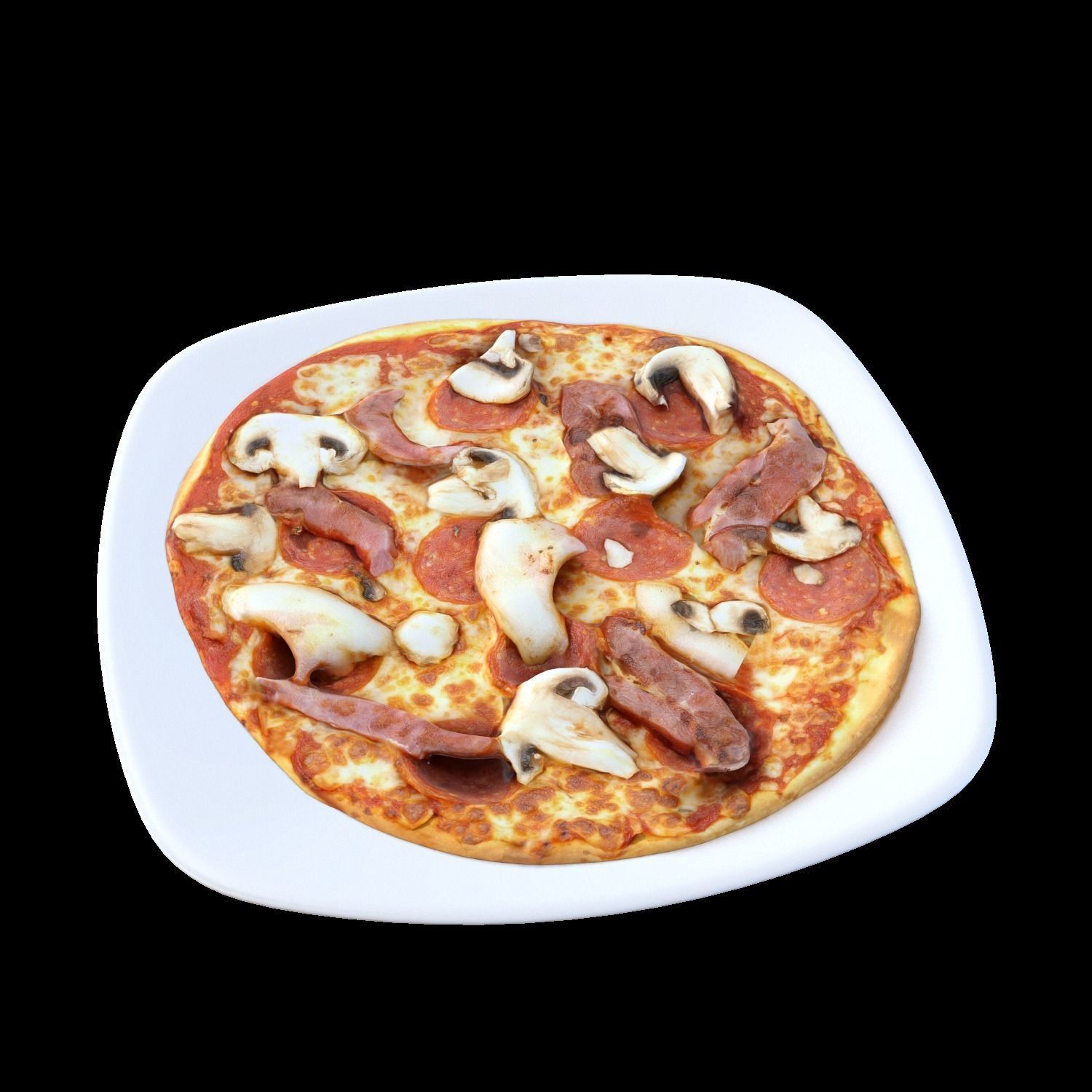 pizza on plate with mushrooms Low-poly 3D model_10