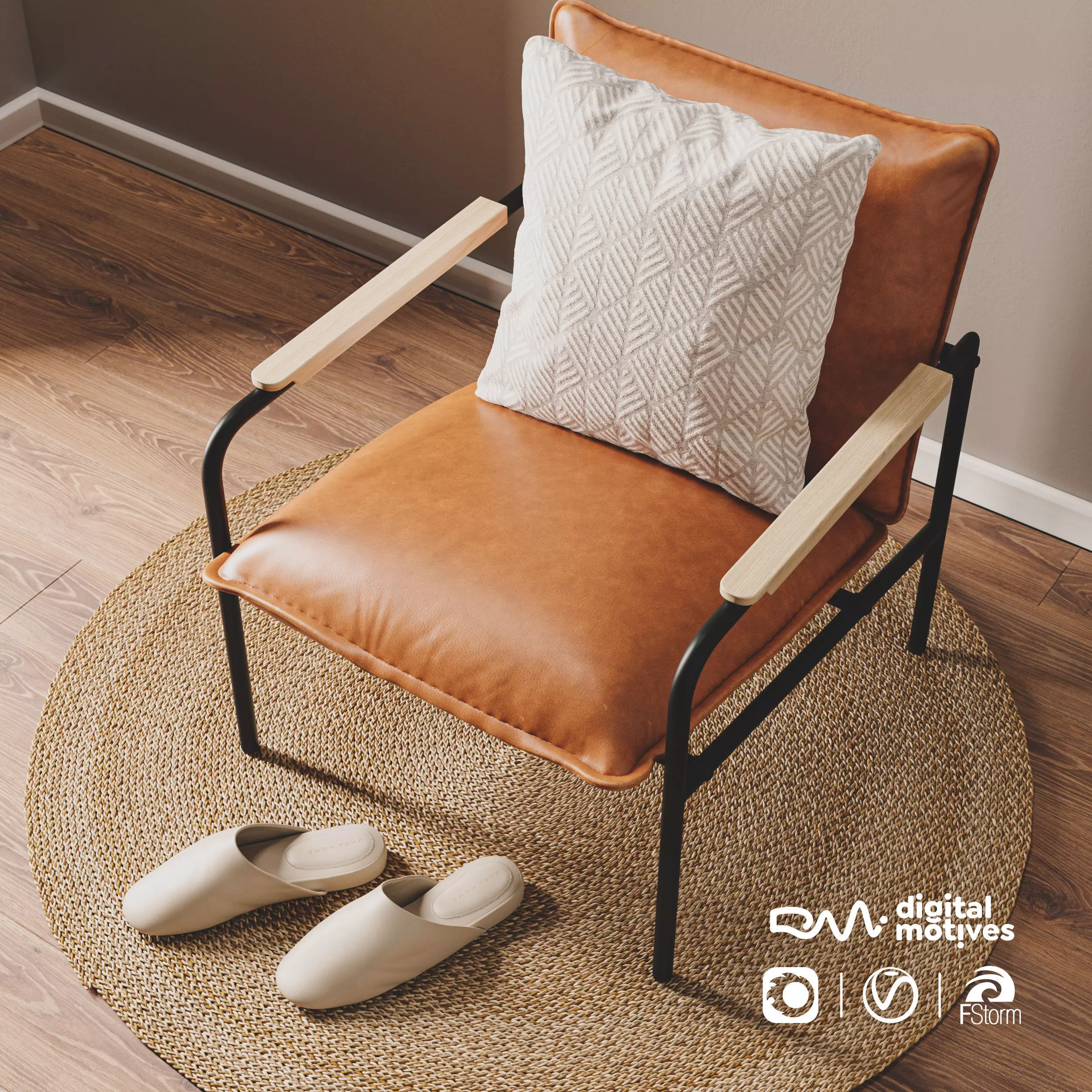 Wesley Faux Leather Lounge Chair Set 3D model