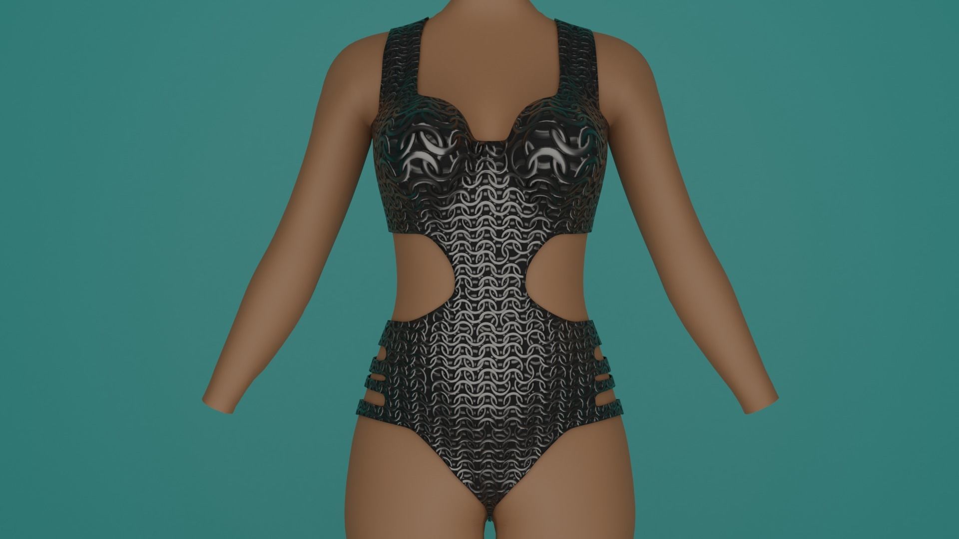 Chainmail Swimming suit Low-poly 3D model_1
