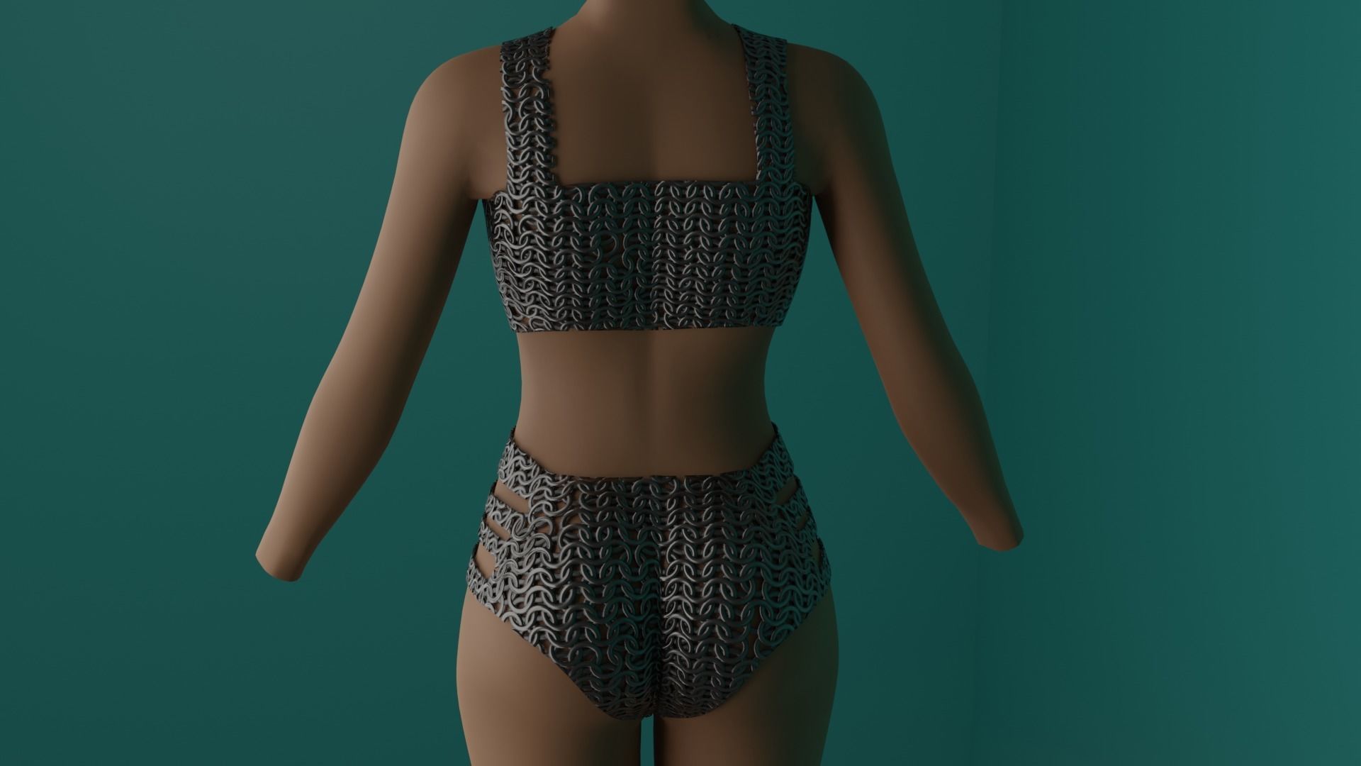 Chainmail Swimming suit Low-poly 3D model_3
