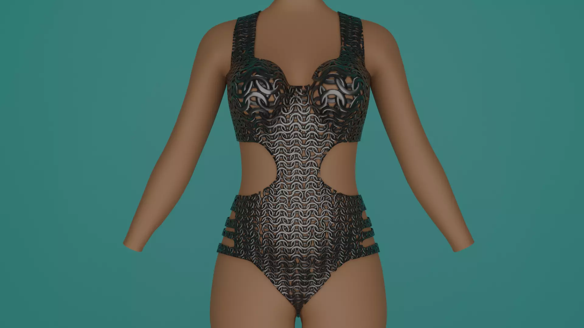 Chainmail Swimming suit Low-poly 3D model_0