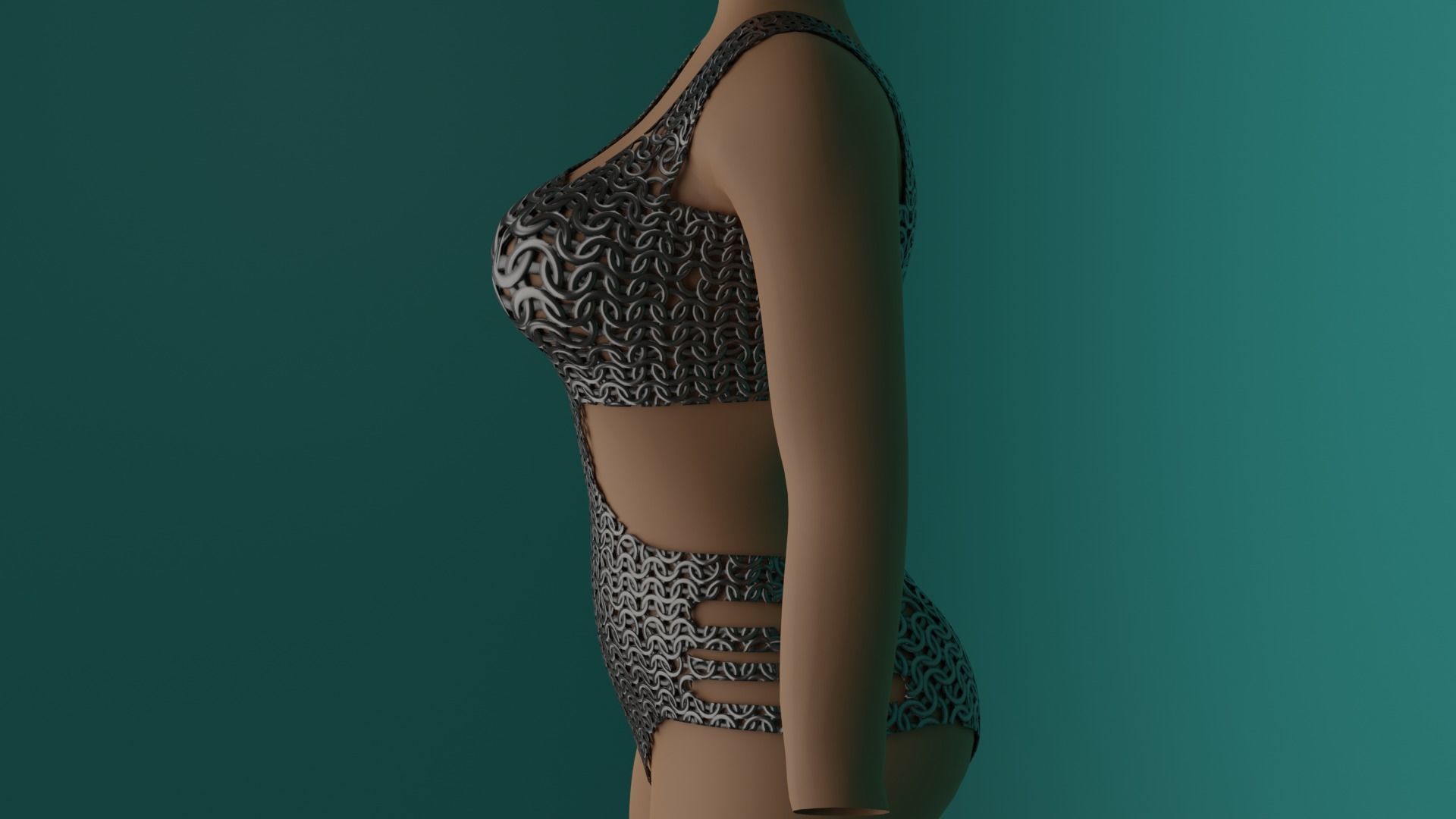 Chainmail Swimming suit Low-poly 3D model_6